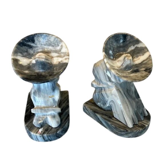 Vintage Hand Carved Onyx Stone Mexican Art Bookends - Picture 3 of 7